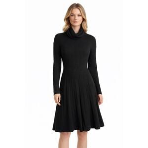 Y2K Agnona Black Cashmere Sweater Dress IT 44 Italy Ribbed Knit Luxury Small